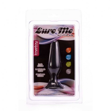 Чёрная анальная пробка с ограничительным основанием LURE ME Silicone Anal Plug - 12,1 см.