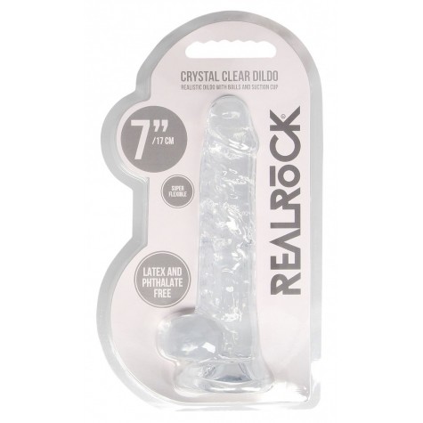 Прозрачный фаллоимитатор Realrock Crystal Clear 7 inch - 19 см.